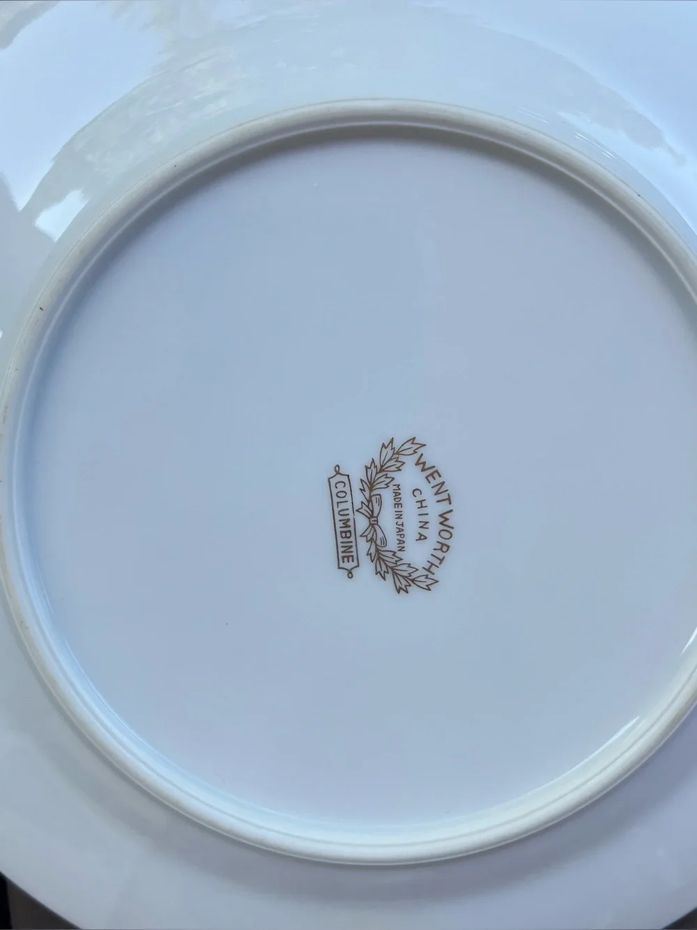 Vintage Wentworth China Columbine Green Floral Salad Plate Gold Trim Cottagecore